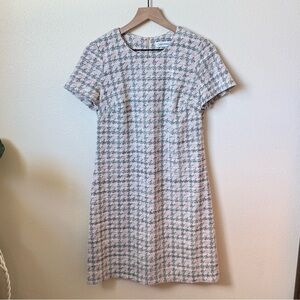 Calvin Klein Pink and Gray Houndstooth Shift Dress